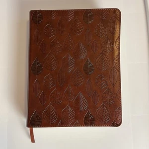 ESV Single Column Journaling Bible – Rich Brown Leaf Design Faux Leather - Picture 1 of 13