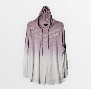 Torrid Super Soft 2 Pink Ombré Ivory Lace Inset Hoodie Top Lightweight Size 2X - Picture 1 of 8