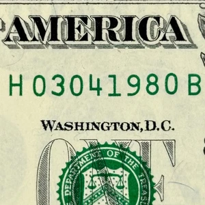 March 4th 1980 3rd April Dollar Bill Uncirculated Birthday Note $1 Fancy Serial - Picture 1 of 6