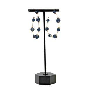 Modeschmuck Ohrringe Gold & blaue Perlen, C Form von A New Day, nickelfrei - Bild 1 von 6