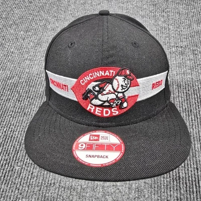 Cincinnati Reds Hat Cap Snap Back Mens One Size Black MLB Baseball New Era - Image 1 of 4