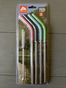 OZARK TRAIL CONFEZIONE 4 CANNUCCE UNIVERSALI IN ACCIAIO INOX CON SPAZZOLA PULIZIA - Foto 1 di 2