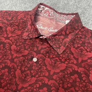 Robert Graham Geometric Abstract Floral Button Up Shirt Mens L Long Sleeve Red - Picture 1 of 11