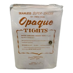 Vintage Seamless Super-Sheer 100% Stretch Nylon Opaque Tights Light Pink 10-11 - Picture 1 of 2