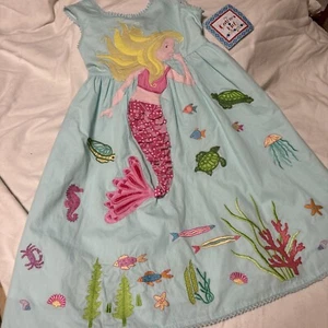 Cotton Kids Boutique Dress Mermaid Sea Life Design Size 6x New - Picture 1 of 22