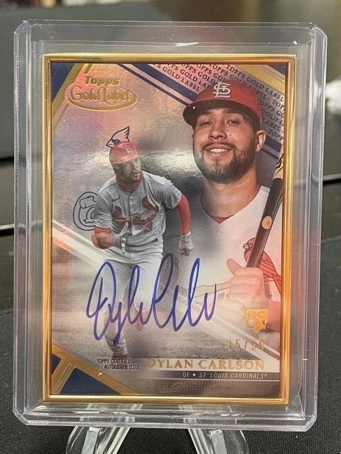 2021 TOPPS GOLD LABEL DYLAN CARLSON BLUE FRAMED AUTOGRAPH /50 RC CARDINALS - Image 1 of 1