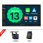 OBD+CAM+ 7" Touch Screen Android 13 Double DIN Car Radio Stereo GPS BT No DVD CD