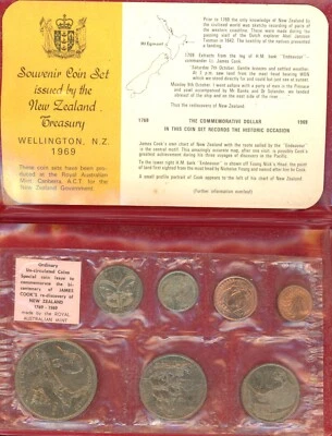 NEW ZEALAND ~ 1969 ~ MINT SET ~ 7 COINS ~ MINT PACKAGING - Image 1 of 2