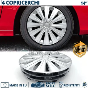 4 Copricerchi per Chevrolet Kalos 14'' Pollici Coppette 12 Razze Silver MADE EU - Foto 1 di 13