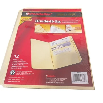 Pendaflex Divide-it-up 12 Letter 4 Tabs Multi Section File Folders Manila - Image 1 of 4
