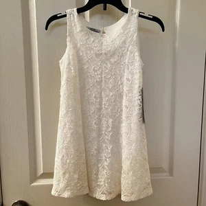 Mia Juliana Off White Lace Sparkly Sequin Dress Girls Size 5 NWT - Picture 1 of 12