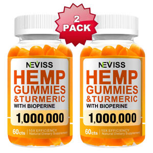 2 Pack Turmeric & Bioperine 1,000,000, 100% Natural Organic Gummies