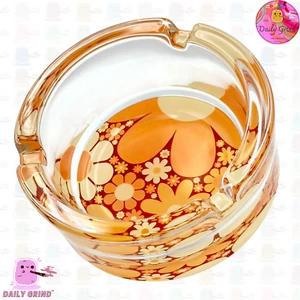 Funky 70's Flowers Glass Ash Tray Novelty Cute Funny Gift Idea-8.2cm - Picture 1 of 18