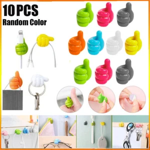 10Pcs Thumbs Up Shape Wall Hook Creative Plug Cable Holder Key Towel Wall Hanger - Picture 1 of 18