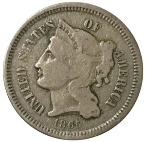 1865 Three Cent Piece Early U.S. TYPE COIN CIVIL WAR ERA! - Picture 1 of 2