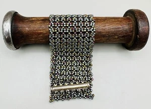 One of a kind Artisan made hand sewn seed bead cuff bracelet - Picture 1 of 5