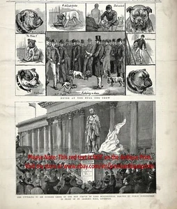 Dog English Bulldog Bull Dog Show, Judging, Champions Named, 1880s Antique Print - Imagen 1 de 6