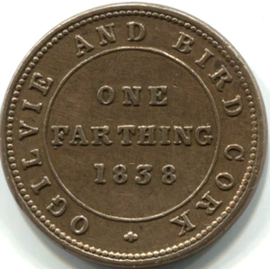 1838 OGILVIE & BIRD - CORK, IRELAND - ONE FARTHING - W 5840 - LIT 2032 - Picture 1 of 9