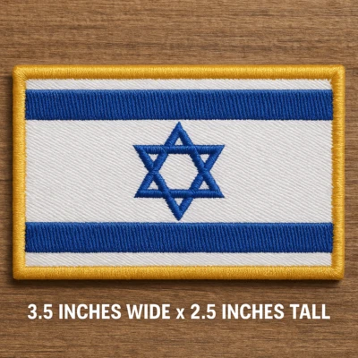 ISRAEL FLAG IRON-ON PATCH Star of David JEWISH ISRAELI Emblem Middle East - Image 1 of 4