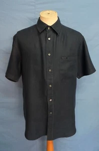 Valentino Jesns Dark Blue 100% Linen Men's Casual Shirt Short Sleeve Size 52 - Picture 1 of 9