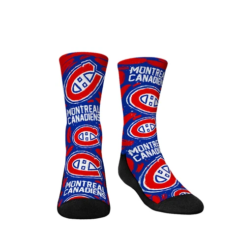 Youth Rock Em Socks Montreal Canadiens Allover Logo & Paint Crew Socks Cover
