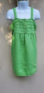 Abito Juicy Couture bambina lino taglia 6 verde senza maniche rick rack trim - Foto 1 di 7