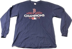 MLB Boston Red Socks 2018 World Series Champions Blue TShirt Roster On Back Sz L - Picture 1 of 6