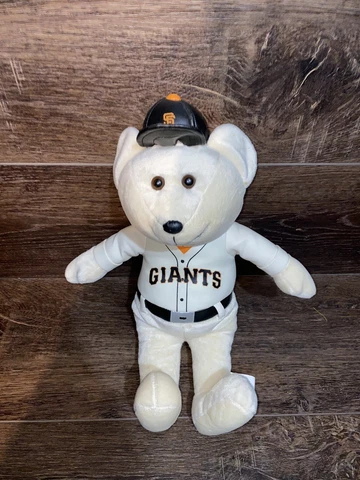 Vtg Nanco San Francisco GIANTS SF MLB Teddy Bear Plush Doll Hat Jersey White 17” Cover