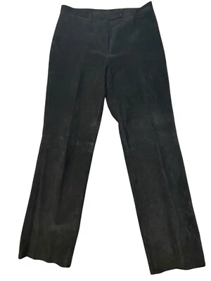 Pantalones de cuero gamuza negros vintage ATELIER pierna recta talla 12 usados en excelente estado Foto 1 de 4