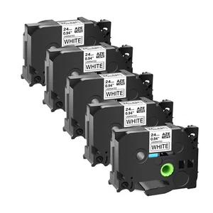 5PK TZe TZ-251 Black On White Label Tape Compatible For Brother P-Touch PT1400 - Picture 1 of 20