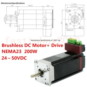 200W Integrated Brushless DC Servo Motor Drive NEMA23 BLDC 24~50VDC  Low Voltage - Picture 1 of 8
