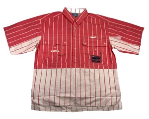 Tropic Beat From Bugle Boy Islander 1/2 Button Shirt Pink White Stripes NWT Rare - Picture 1 of 5