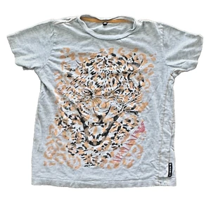 Armani Junior Graphic Shirt Boys 8 Designer Made in Tunisia Tiger 100% Cotton - Picture 1 of 9