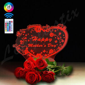 "Happy mothers day" 3D illusion Visual Night Light LED Desk Table Lamp Bedroom 