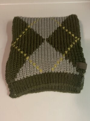 FOSSIL Green Tan Argyle Alpaca Blend Knit Scarf Muffler Wrap - Image 1 of 3