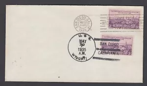 USS Wright 1935 San Diego Visit on Sc 773 California FDC, 2 different FD cancels - Picture 1 of 1