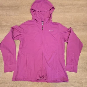 Columbia Sun Shirt Womens Large Hoodie Full Zip Pink Meadow Gate Omni-Shade-Wick - Picture 1 of 18