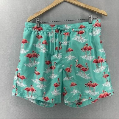 Men’s Caribbean Swimwear Flamingo Swim Trunks Shorts Large Turquoise - Image 1 of 4