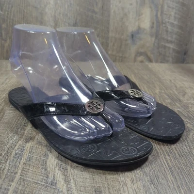 Sandalias chanclas Tory Burch Thora para mujer talla 8 M negras con logotipo en relieve Foto 1 de 4