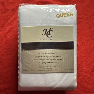 New HC Hotel Luxury Bed Skirt Queen White Platinum 1800 Collection - Image 1 of 2