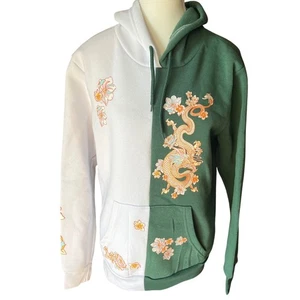 Sudadera con Capucha Rue21 Dragon Para Mujer Mediana Verde Blanco Pullover Gráfico Kawaii - Imagen 1 de 7