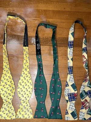 LOTE De Colección De 3 Pajaritas Lands End Para Hombre Multicolor Seda Años 60’s Pajarita Foto 1 de 4