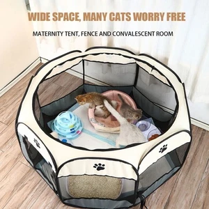 Large Foldable Fabric Dog Crate Cat Cage Pet Travel Puppy Play Pen Pop up Tent - Picture 1 of 16