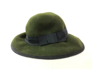 Cappello donna Sonni San Francisco verde 100% feltro di lana con bordo nero e fiocco a nastro - Foto 1 di 8