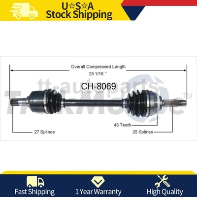 Переднее левое соединение оси CV для Mitsubishi Galant FWD 3,0 л 2003 2002 2001 2000 1999 - Изображение 1 из 2