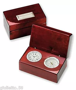 COMPASS & CLOCK MAHOGANY & SILVER 925% TABLE 8821 - Picture 1 of 1