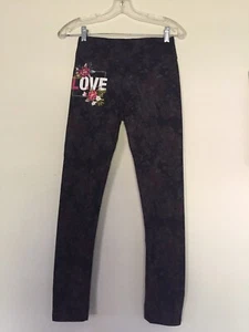 LOVE LEGGINS PRINTED WIDE WAISTBAND LOGO NEW JUNIOR SZ S/M NEW - Picture 1 of 4