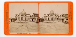 Vue Stéréo PHOTO vers 1880, Brogi Italia Italie ROMA Basilica di S. Pietro Rome - Imagen 1 de 2