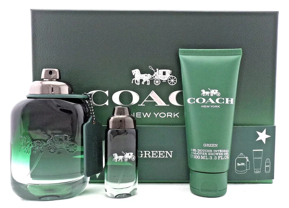 Juego de 3 piezas de gel de ducha Coach New York Green 3,3 OZ spray EDT .50 mini 3,3 OZ Foto 1 de 1