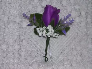 Grün Lila Boutonniere Bräutigam Platzanweiser Hochzeit Vater Ringträger Quinceanera Abschlussball - Bild 1 von 1